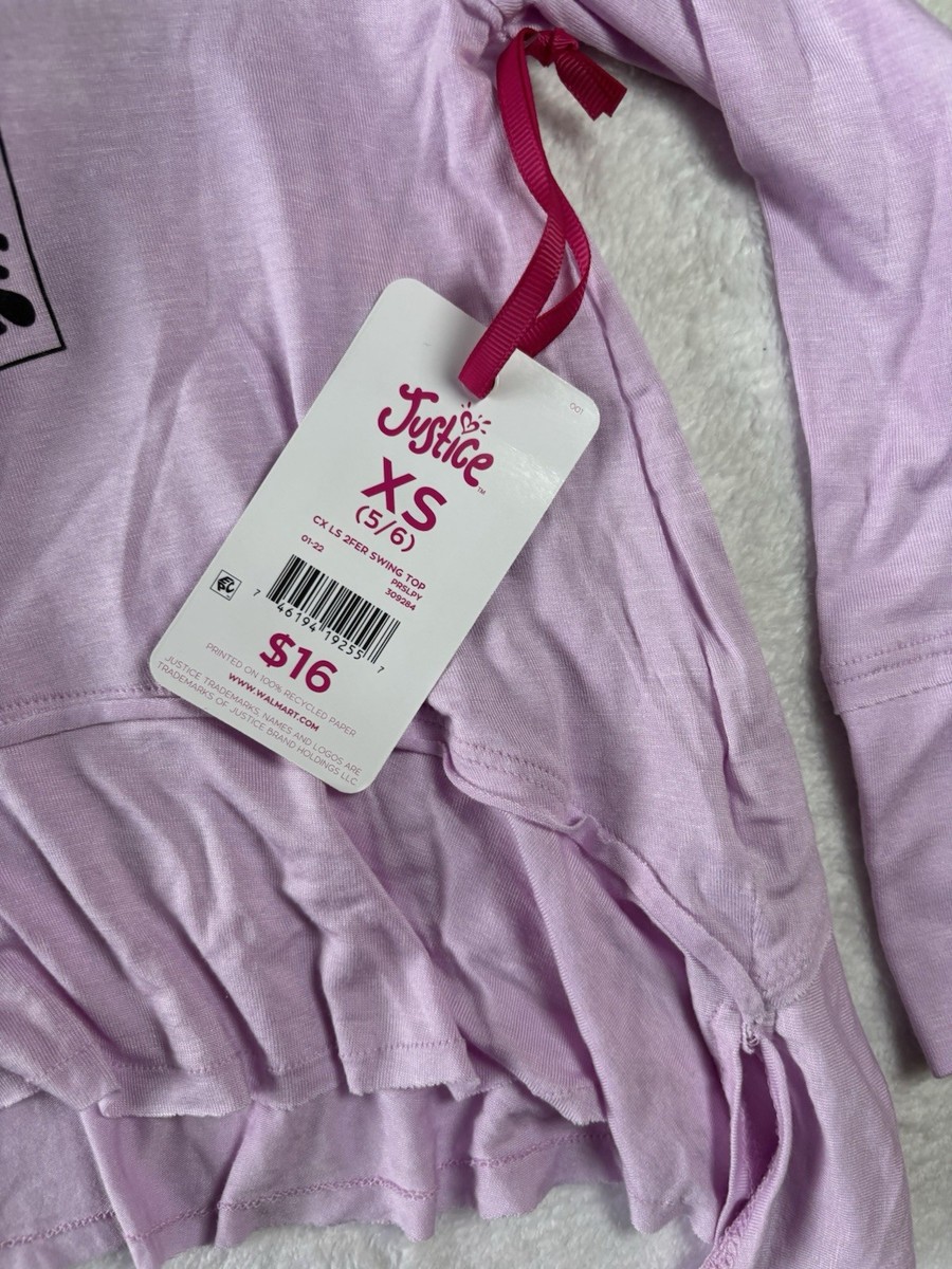 Justice Girls Purple 2fer Swing Top With With Hair Tide Size Xs