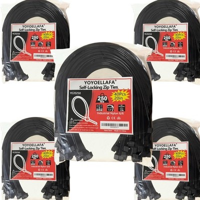 Large Zip Ties Heavy Duty Outdoor 20 Inch 250lb Extra Long Cable Ties Thick W...