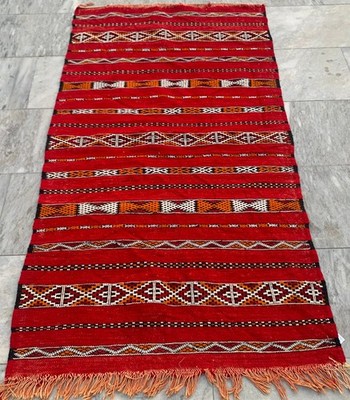 Vintage Handmade Kilim Moroccan Wool Sabra Kelim Area Rug 3x5 ft Free Ship