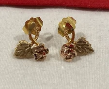 Rushmore RGC Black Hills 10k Yellow Rose Gold 12k Leaves 14k Post Stud Earrings