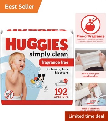 Huggies Simply Clean Baby Wipes - Fragrance-Free, 192 Wipes for All Uses