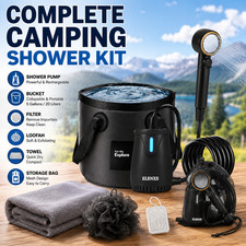 Camping Shower Kit 8000mAh Portable Outdoor 20L Bucket Heater Ready Travel Set