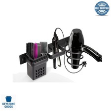 Aluminum Wall-Mounted Hair Dryer  Straightener Organizer with Cup