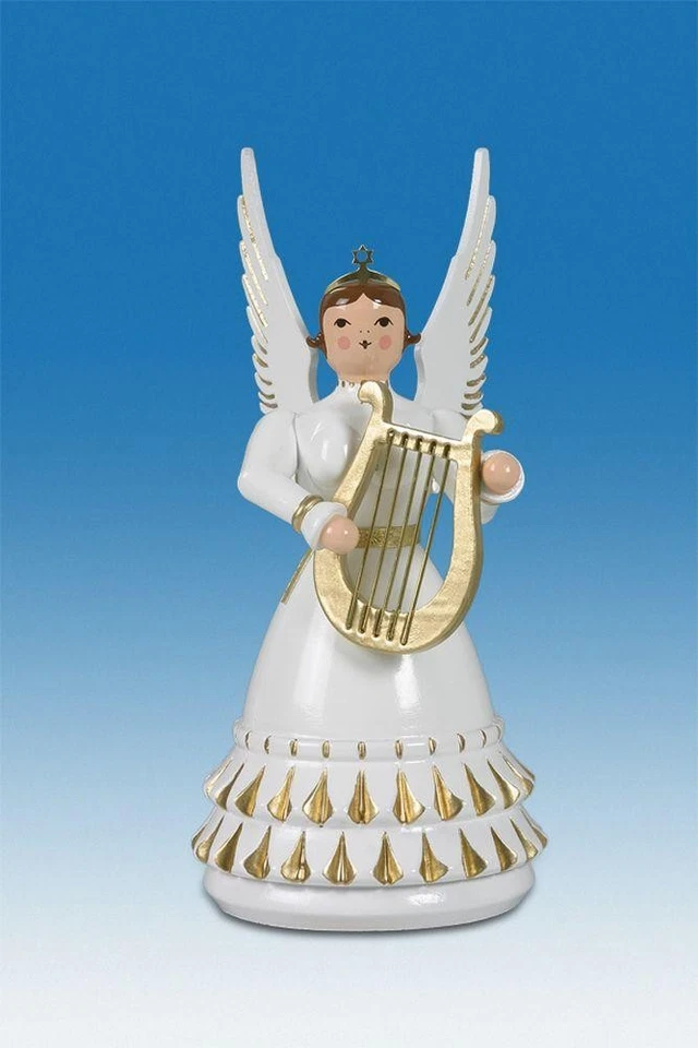 Figurine D'Ange Rokokoengel Avec Harpe Hauteur Environ 12cm Neuf Bois D'Anges - Photo 1/1