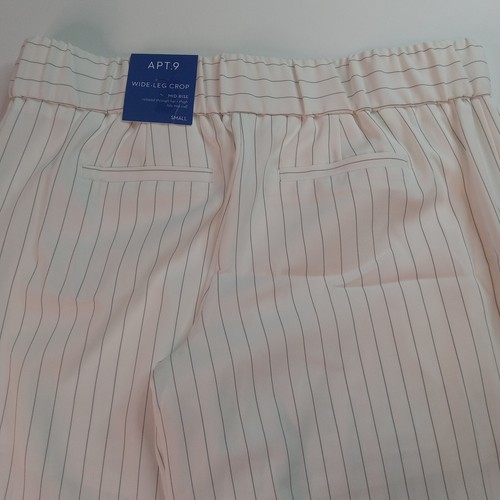 Apt. 9 Pull On PANTS Women's S Small Wide Leg Crop Striped Stretch Polyester - Picture 8 of 8