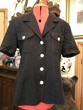 Gorgeous Charcoal Linen Mix Jacket Tailored Classic 10 Pearl M O P Buttons