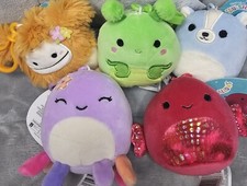 Lot Of 5 Squishmallows 3.5" Clip-on Keychains