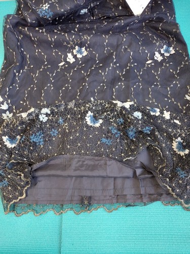 NEU Jodi Damen bestickt Blumen Tüll A-Linie Maxirock lang gefüttert blau 6 - Bild 10 von 11