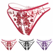 Women's Briefs G-String Open Crotch Panties Lace Underwear Lingerie Underpants