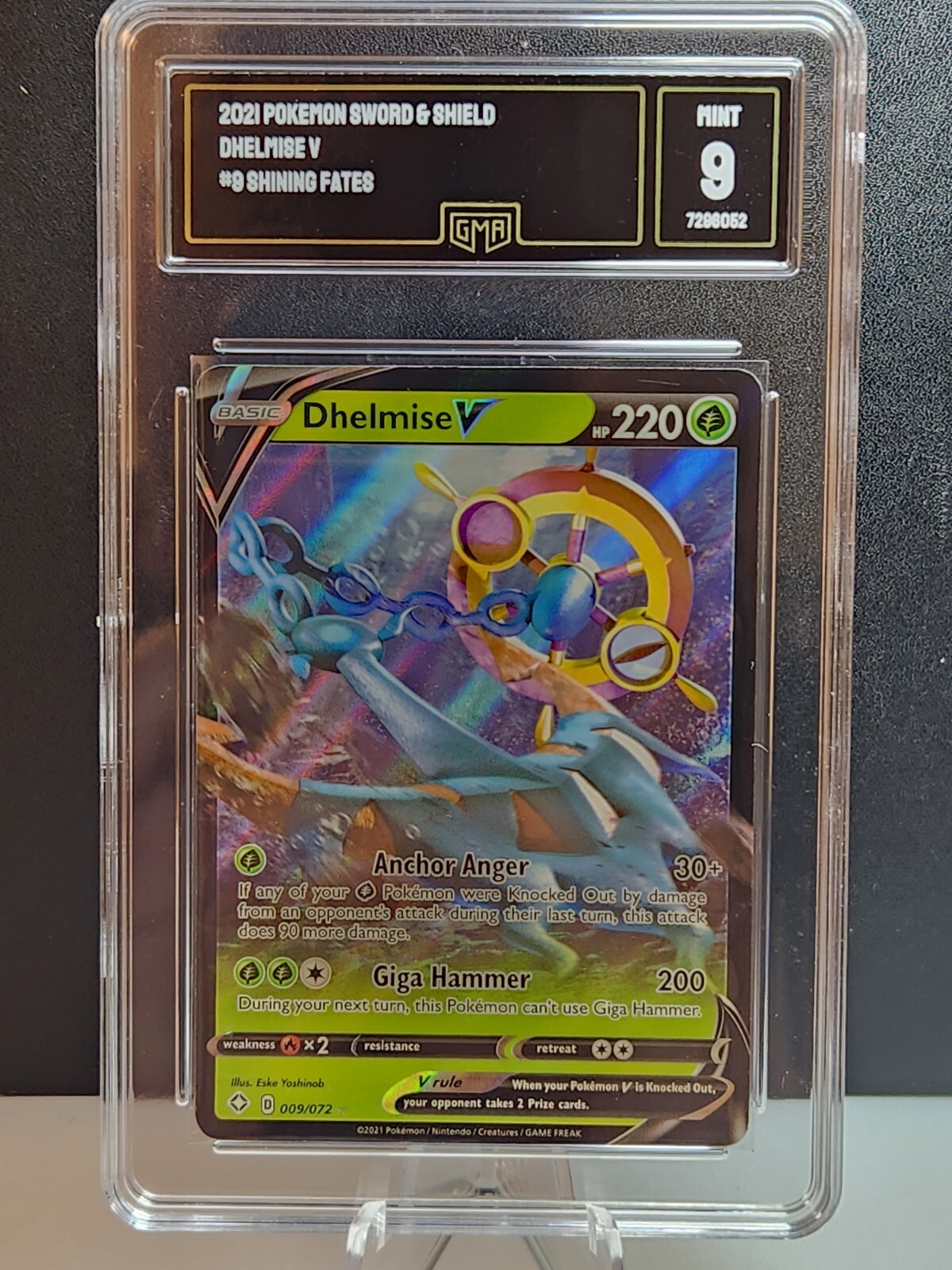 Pokémon TCG Dhelmise V Shining Fates 009/072 Holo *GRADED 9*
