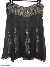 Speigel Sheer Morrocan Beaded Skirt Size 10 100% Silk Bohemian