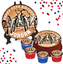 BMX Bikes Close Up PERSONALISED Edible Cake Cupcake Toppers Birthday Party Gift