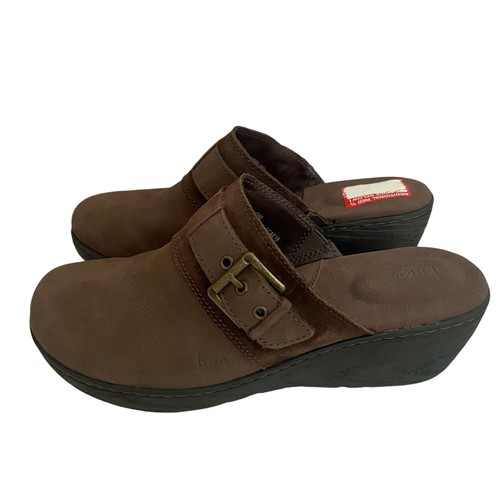 Born Avoca Clogs Mules 9M Slip On Wedge Dark Brown Nubuck Leather Casual Winter