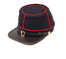 US Civil War Men's State Militia Enlisted Kepi - Navy Blue Red Trim