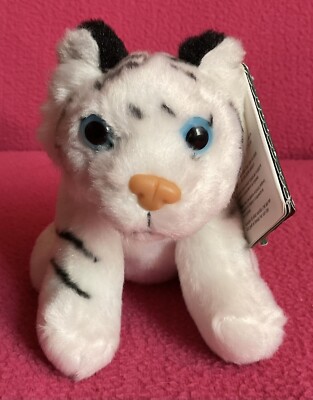 Wild Republic Itsy Bitsy weißer Tiger gestreift weiches Plüschtier klein 5 Zoll Etikett K&M