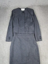L.K.Bennett Suit Skirt Womens 6 Gray Wool Herringbone