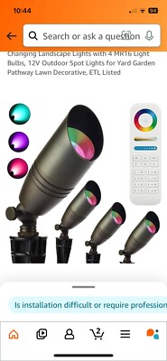 RGB Low Voltage Landscape Lighting, Landscape Lights with 4 MR16 Light Bulbs