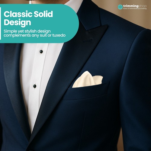Satin Plain Pocket Square Men Handkerchief Hanky Silky Polyester Fabric Wedding - Picture 107 of 325