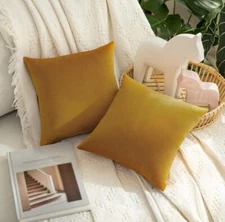 MIULEE Pack of 2 Yellow Pillow Covers 12” X 12”