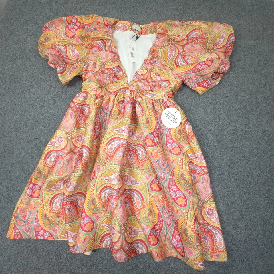 Vestido SHEIKE Mujer 6 Blanco Rosa Acebo Paisley Mangas Abullonadas Cuello en V Verano Talla 6 Foto 4 de 4