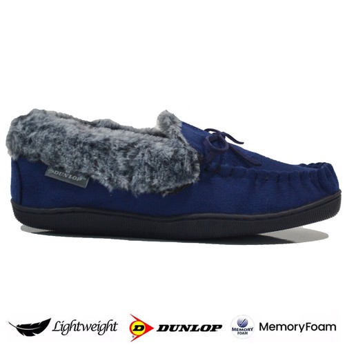 LADIES DUNLOP MEMORY FOAM SHEEPSKIN SLIPPERS WINTER WARM COMFORT MOCCASIN SHOES - Picture 27 of 29