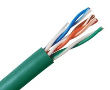 CAT5E UTP Bulk Ethernet Cable, 100 Solid Copper CM Rated, 24 AWG, Green, 1000FT