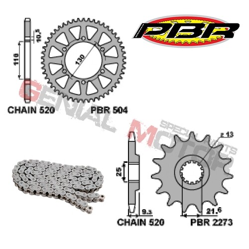 EK1676G Chain Sprockets Kit 14 46 520 PBR KAWASAKI VERSYS-X KLE300 2017 > 2019 - Picture 2 of 2