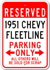 Personalized 1951 51 Chevy Fleetline Parking Sign Custom Chevrolet Garage Plaque
