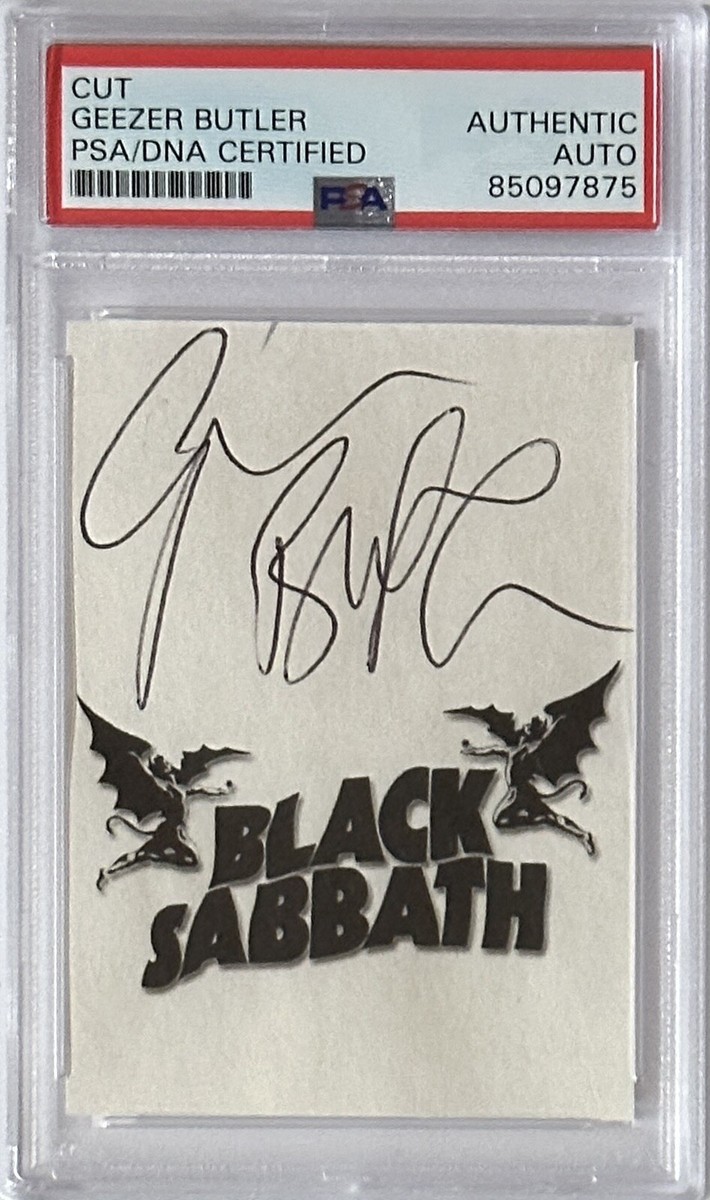Geezer Butler Black Sabbath Logo Signed Cut Signature AUTOGRAPH