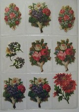 Vintage Victorian Die Cut Scraps FLOWERS BOUQUETS ROSES Embossed Paper Lot 6