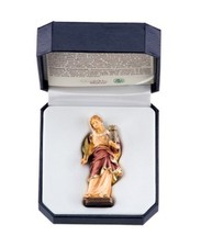 Statue Von Santa Barbara CM 7 Geschnitzt IN Holz Der IN Gröden E Etui