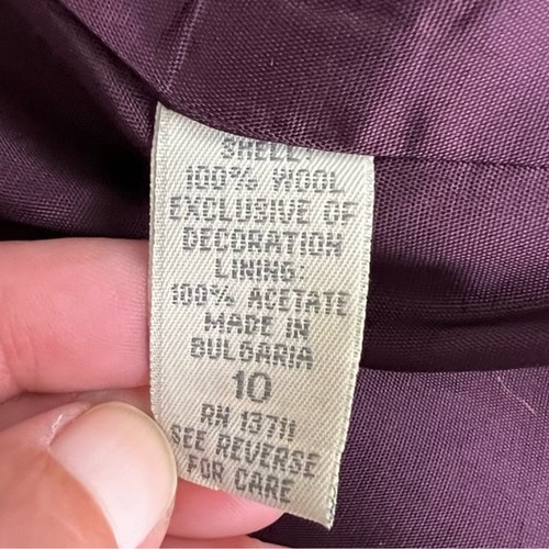 Lord & Taylor Vintage 2-Button Velvet Trim Wool Blazer in Plum Women’s Sz 10P - Picture 9 of 11