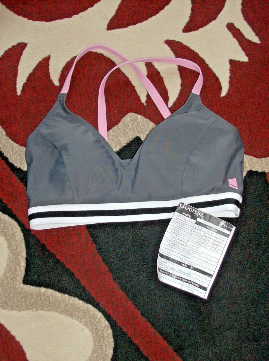 George Asda Sample Ladies Grey Crossover Back Sports Bikini Top UK Size 12  New