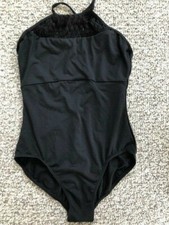 Black Open weave top Leotard by "Mirella" in size M EUC