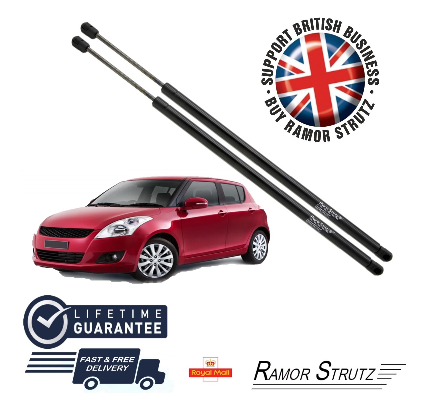 Ramor Strutz 2x Tailgate Gas Struts for a Suzuki Swift IV FZ, NZ 2010-2017