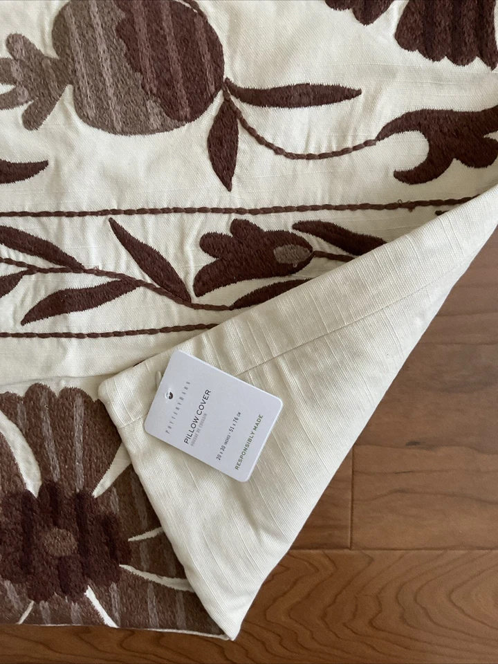 Pottery Barn Montrose Suzani Embroidered Lumbar Pillow cover 20 x 30 NEW - Image 2 of 4