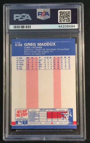 TARJETAS DE NOVATO GREG MADDUX 1987 ASEQUIBLES TODAS CLASIFICADAS PSA HOF DONRUSS FLEER - Imagen 18 de 26