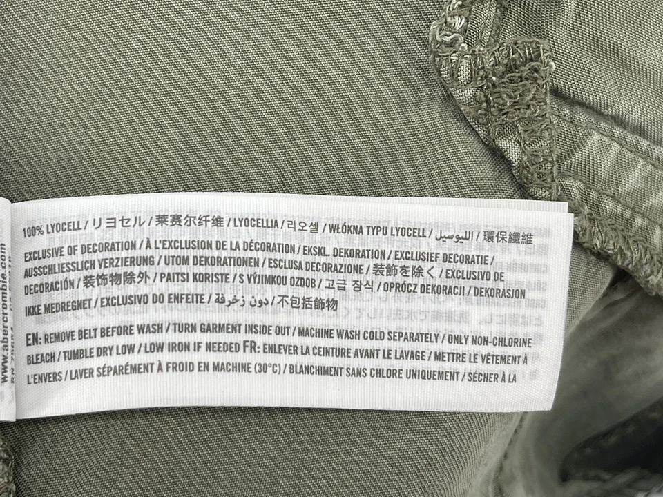 Pantalones Cortos Para Mujer Abercrombie & Fitch Talla 26 Verde Oliva X Suave Lyocell Tiro Medio Foto 3 de 4