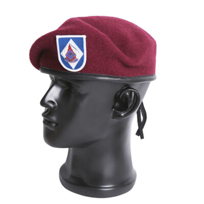 US ARMY 18TH AIRBORNE CORPS INFANTRY RED WOOL MAROON BERET 7-1/2