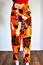 Vintage High Waist Vintage 80s Pants Cotton Miro Patterned Multicolor Sz 36 38 S M