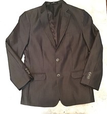 Boy's Calvin Klein Dress Coat Suit Jacket Gray White Stripe