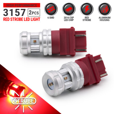 New Syneticusa 3157 Red LED Strobe Flashing Tail Brake Stop Parking Bulbs Light