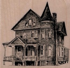 Old House 3 1/4 x 3" Rubber Stamp, Structures Stamp, Places Stamp