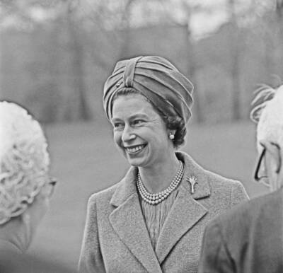 Queen Elizabeth II during the presentation of the colours 1960s OLD PHOTO