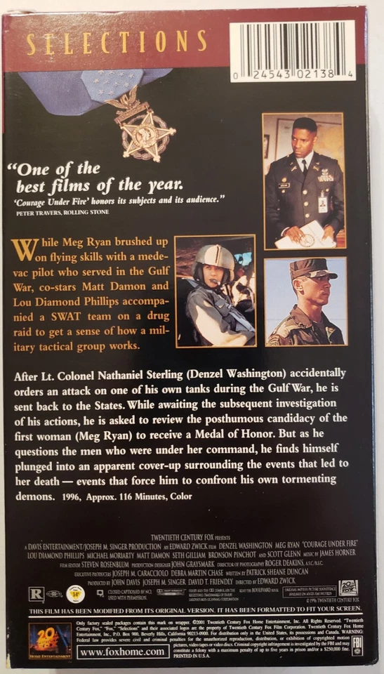 Courage Under Fire VHS 2001 (Fox Selections) - Image 2 of 3