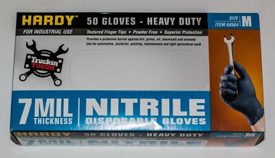 Hardy Nitrile Gloves mil Strong 50 pcs Size Medium Powder Free