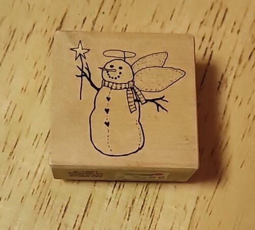 Vintage 1995 PSX Rubber Stamp Snowman Angel Christmas Winter Holiday  - Picture 1 of 4