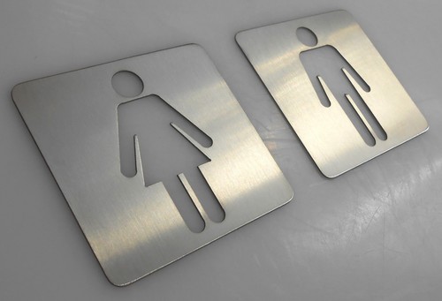Targhetta bagno uomo + donna_10 x 10 cm_acciaio inox - Imagen 4 de 4