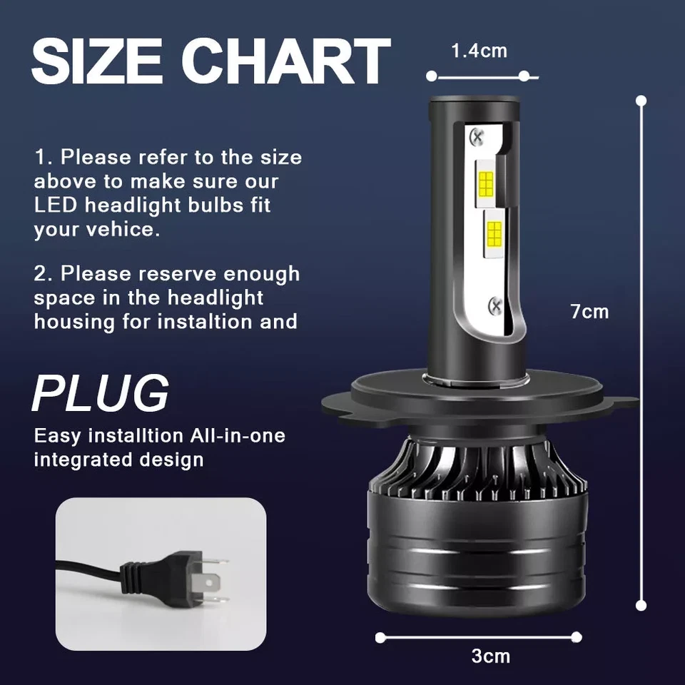 Faro LED de haz alto bajo + bombilla antiniebla blanco 4 piezas para Toyota Tundra 2000-2006 Foto 4 de 4