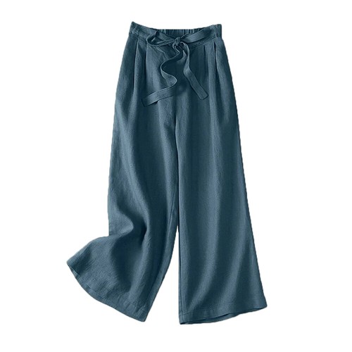 Elastic Waist Pants Wide Leg Casual Pants Trousers Plus Size Cotton Linen Summer - Picture 6 of 16